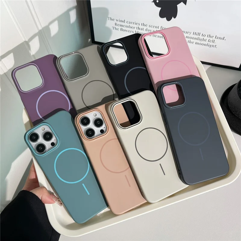 Bulk Purchasing For iPhone 15 Pro Max Magnetic Case Solid Color PC Phone Cover Compatible with MagSafe - Blue