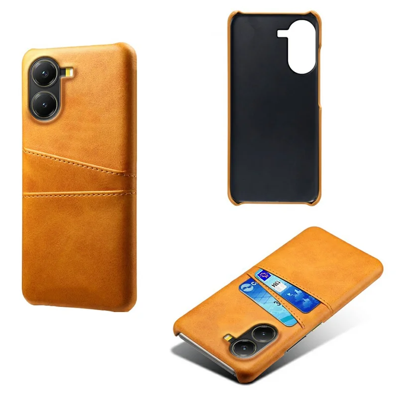 For 	Xiaomi Poco X7 Pro 5G Case Dual Card Slots PU Leather + Hard PC Phone Cover - Yellow