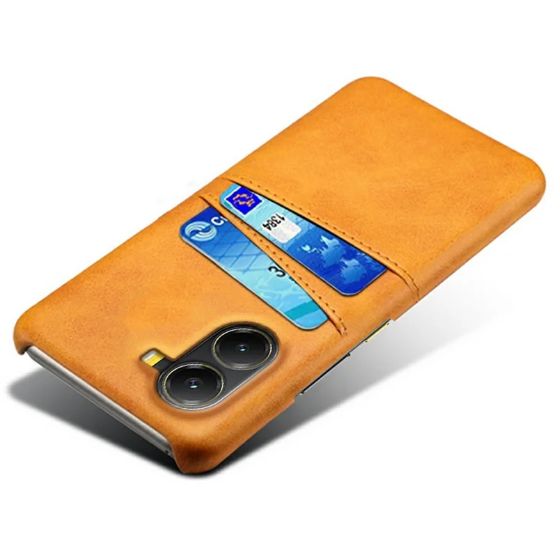 For 	Xiaomi Poco X7 Pro 5G Case Dual Card Slots PU Leather + Hard PC Phone Cover - Yellow
