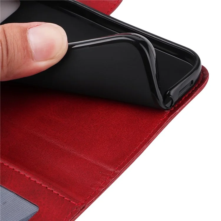 For Samsung Galaxy S23+ Calf Texture Shockproof PU Leather Case Magnetic Clasp Wallet Stand Phone Cover - Red