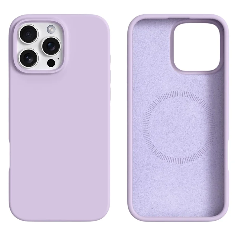 Étui pour iPhone 16 Pro Compatible avec MagSafe Silicone Liquide + Coque de Téléphone PC - Violet Clair
