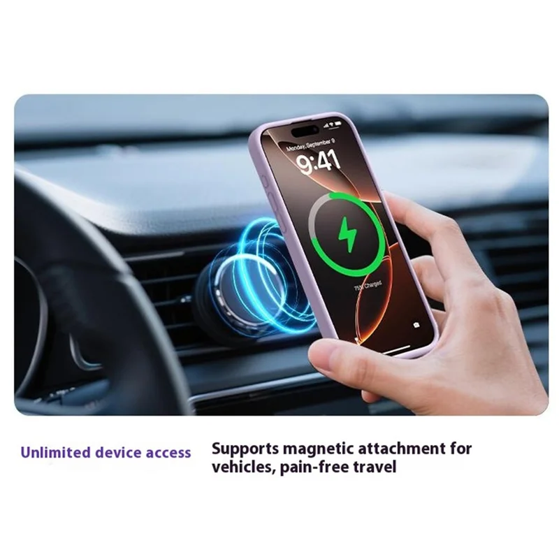 For iPhone 17 Air Case Compatible with MagSafe Liquid Silicone + PC Phone Cover - Light Purple