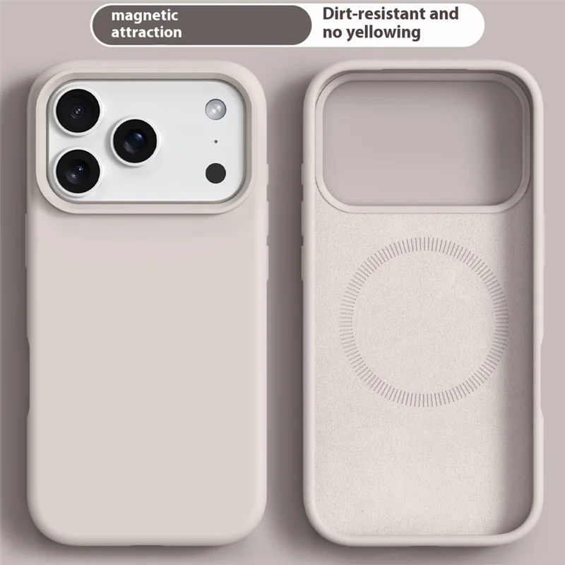 For iPhone 17 Pro Max Case Compatible with MagSafe Liquid Silicone + PC Phone Cover - Antique White