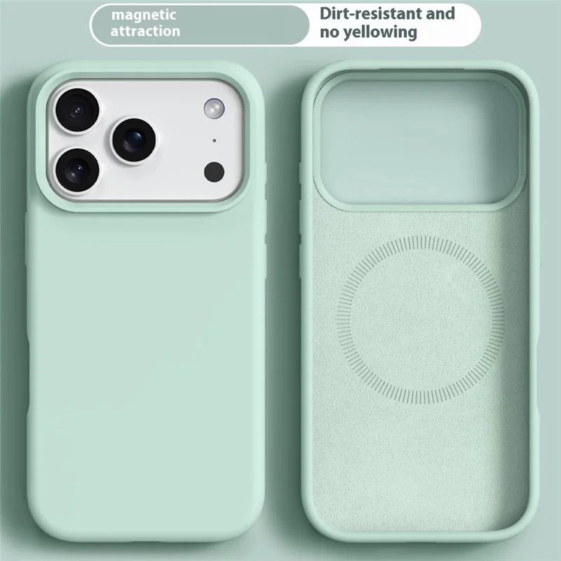 For iPhone 17 Pro Max Case Compatible with MagSafe Liquid Silicone + PC Phone Cover - Light Green