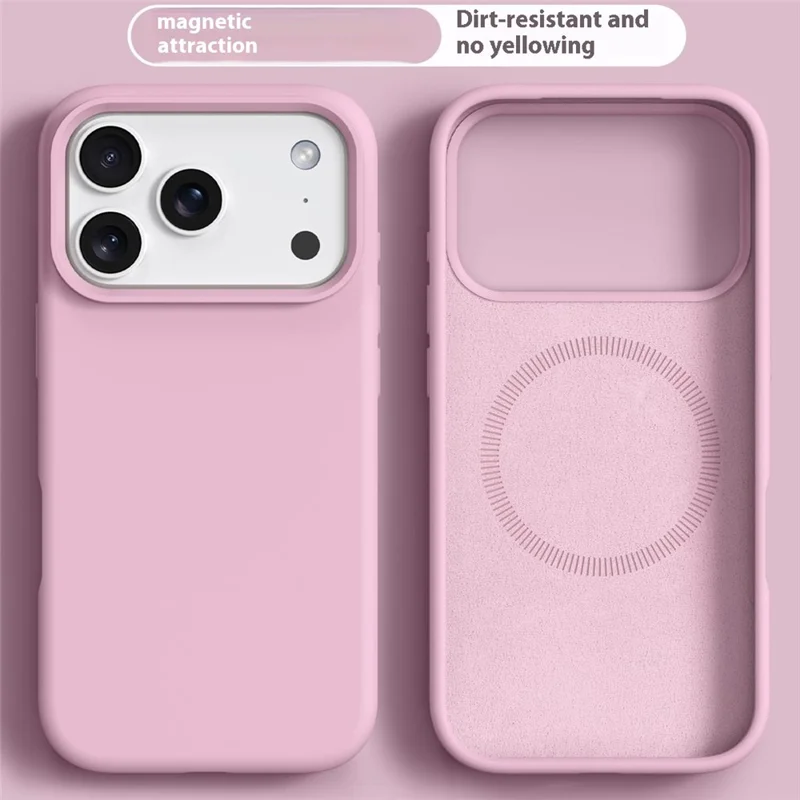 For iPhone 17 Pro Max Case Compatible with MagSafe Liquid Silicone + PC Phone Cover - Pink