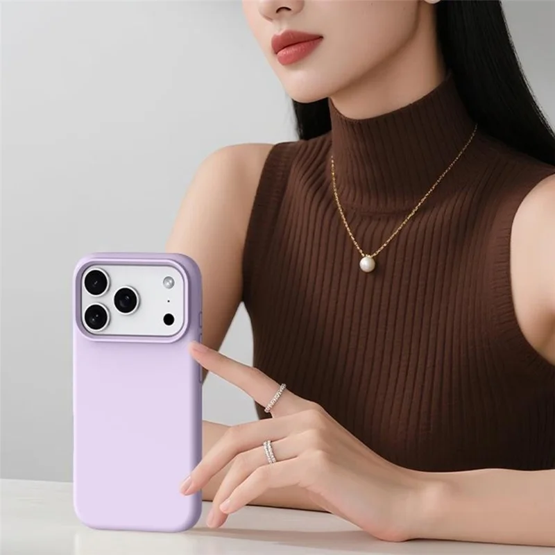 Capa para iPhone 17 Pro Compatível com MagSafe Pele-amigável Silicone Líquido + Capa de Telefone PC - Roxo Claro