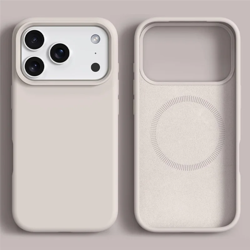 For iPhone 18 Pro / 17 Pro Case Compatible with MagSafe Skin-friendly Liquid Silicone + PC Phone Cover - Antique White