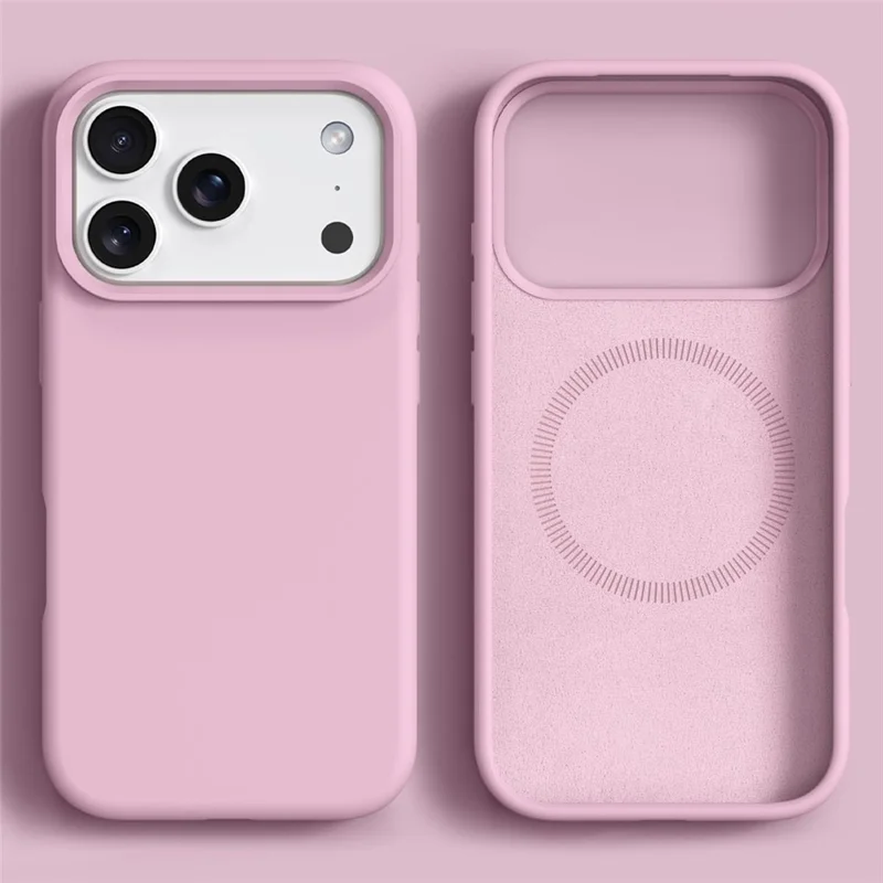 For iPhone 18 Pro / 17 Pro Case Compatible with MagSafe Skin-friendly Liquid Silicone + PC Phone Cover - Pink