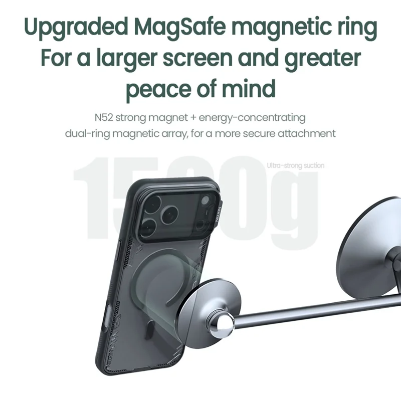 Capa NILLKIN Iceblade Prop para iPhone 17 Pro Max - Estojo Magnético Transparente com Tampa de Lente, Suporte e Estrutura em PC e TPU - Verde