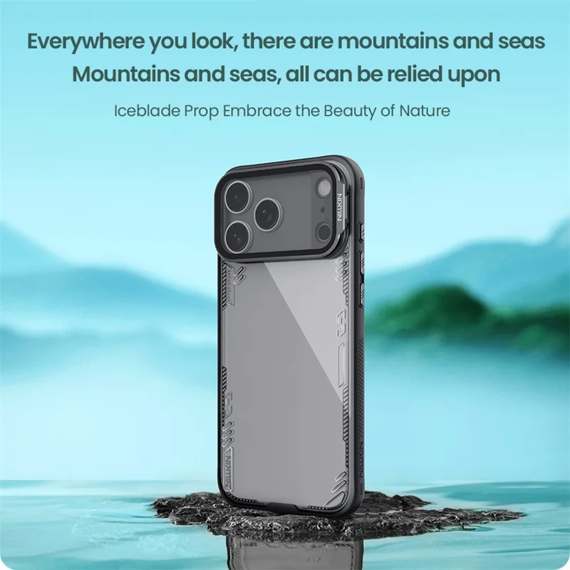 Funda NILLKIN Iceblade Prop para iPhone 17 Pro Max con Tapa de Lente Transparente y Soporte Plegable, Carcasa Híbrida de PC y TPU