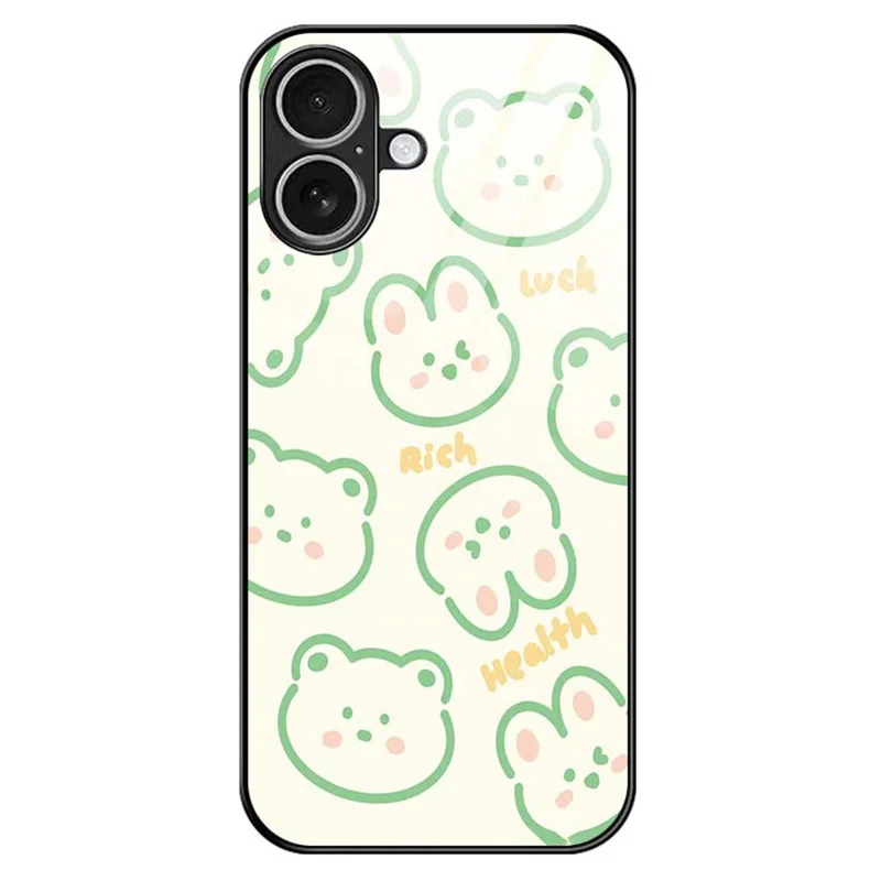For iPhone 17 Case PC TPU Tempered Glass Pattern Printing Slim Phone Back Cover - B0268
