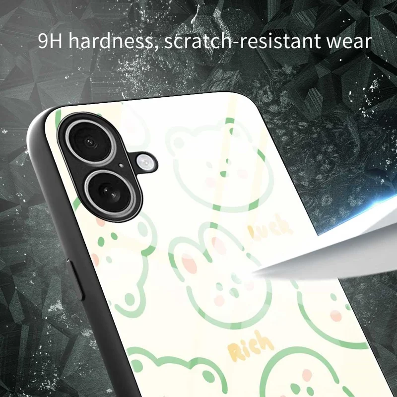 For iPhone 17 Case PC TPU Tempered Glass Pattern Printing Slim Phone Back Cover - B0268