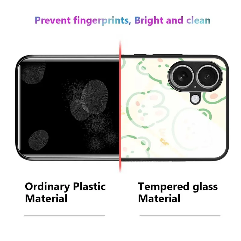 For iPhone 17 Case PC TPU Tempered Glass Pattern Printing Slim Phone Back Cover - B0268