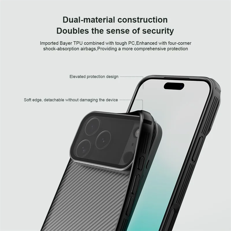Étui NILLKIN CamShield Prop Série pour iPhone 17 Pro Max avec couvercle de lentille transparent en TPU et PC