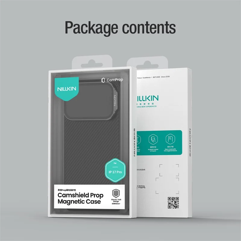 NILLKIN Camshield Prop Magnética Serie para iPhone 17 Pro Carcasa Transparente Tapa de Lente Negra PC TPU Cubierta Trasera del Teléfono