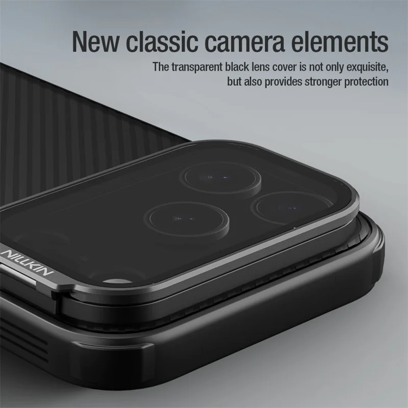 NILLKIN Camshield Prop Magnética Serie para iPhone 17 Pro Carcasa Transparente Tapa de Lente Negra PC TPU Cubierta Trasera del Teléfono