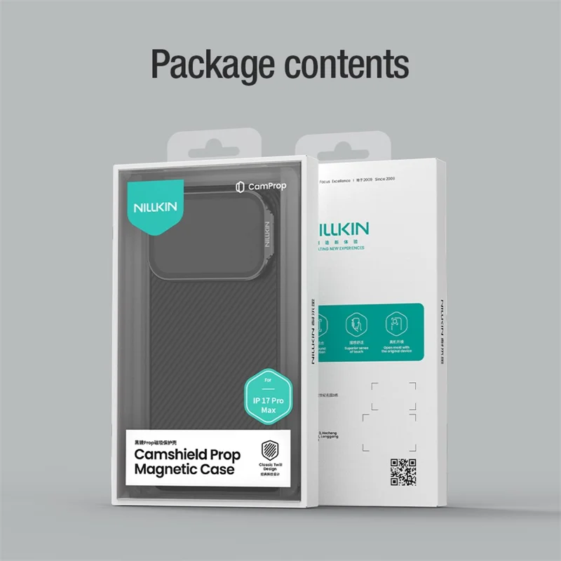 NILLKIN Camshield Prop Magnetic Series for iPhone 17 Pro Max Case Clear Black Lens Lid PC TPU Phone Back Cover