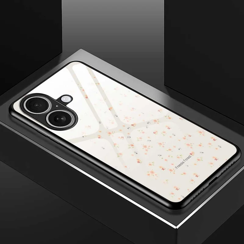 Funda para iPhone 17 de TPU y PC con Vidrio Templado, Estampado y Diseño Delgado - B0317