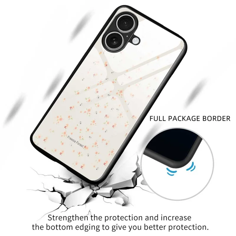 Funda para iPhone 17 de TPU y PC con Vidrio Templado, Estampado y Diseño Delgado - B0317