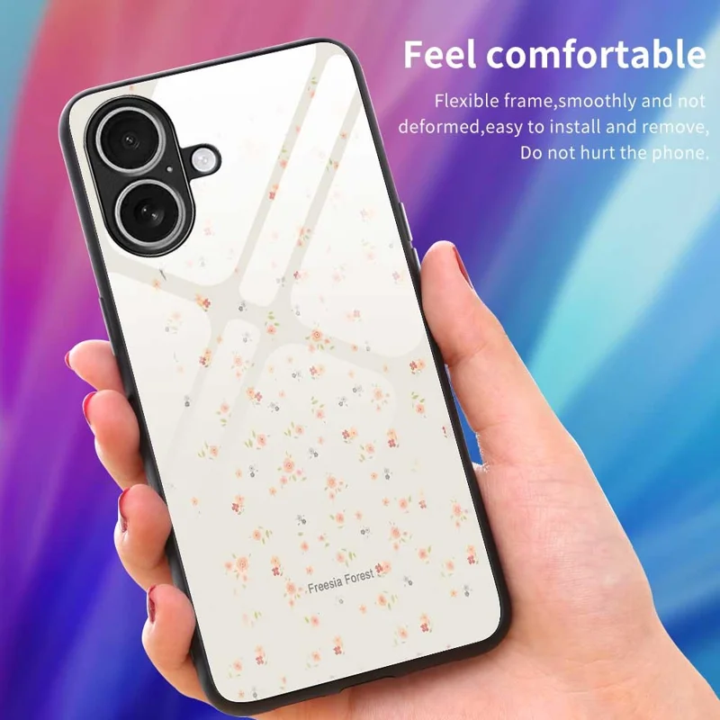 Funda para iPhone 17 de TPU y PC con Vidrio Templado, Estampado y Diseño Delgado - B0317