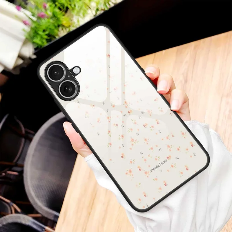 Funda para iPhone 17 de TPU y PC con Vidrio Templado, Estampado y Diseño Delgado - B0317
