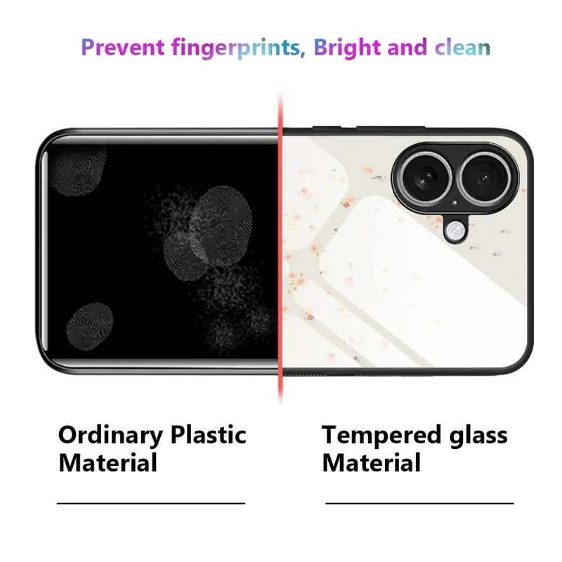 Funda para iPhone 17 de TPU y PC con Vidrio Templado, Estampado y Diseño Delgado - B0317