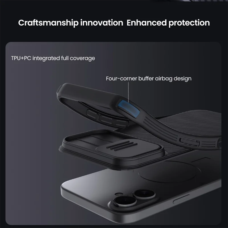 NILLKIN Camshield Pro для iPhone 17 чехол, совместимый с MagSafe, TPU + PC чехол с выдвижной камерой
