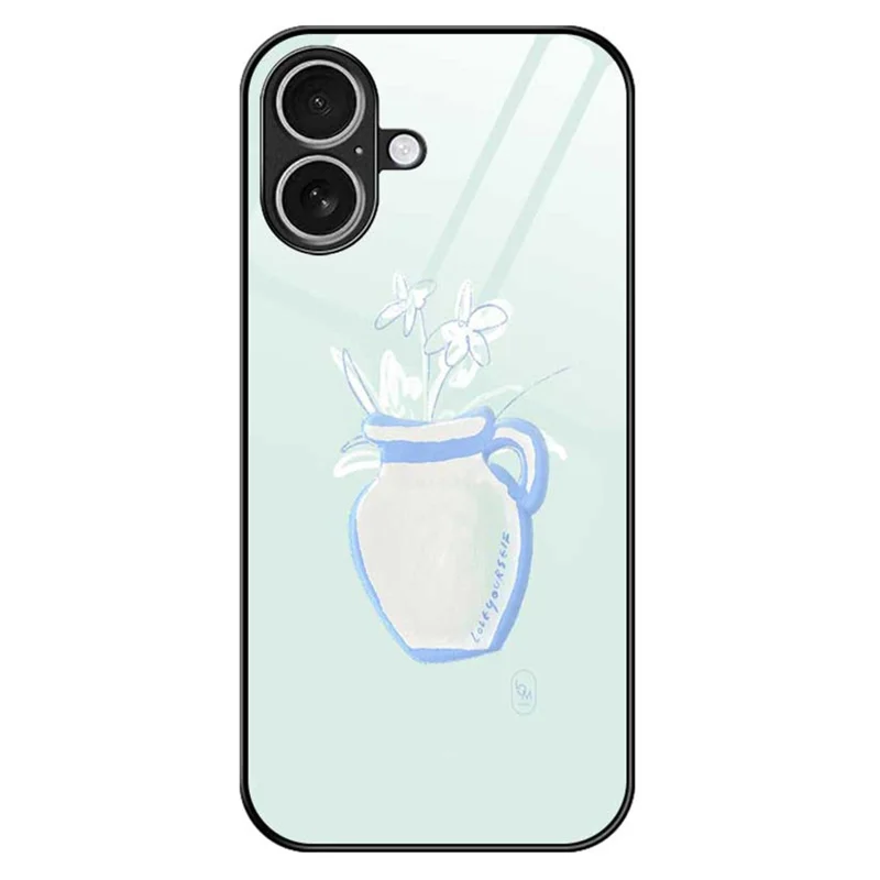 For iPhone 17 Case PC TPU Tempered Glass Pattern Printing Shockproof Phone Back Cover - B0318