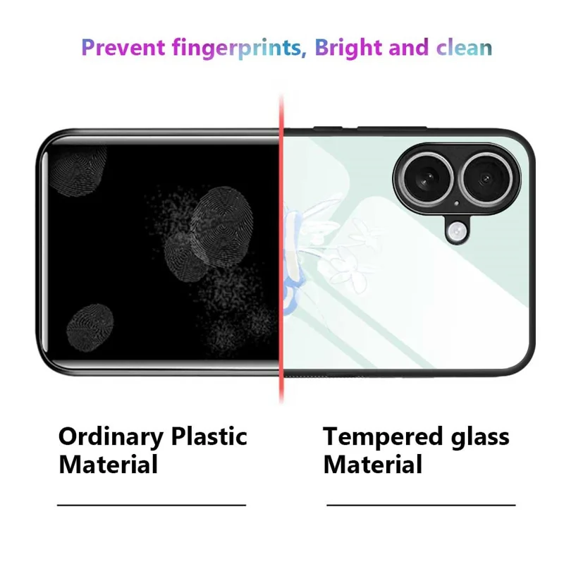 For iPhone 17 Case PC TPU Tempered Glass Pattern Printing Shockproof Phone Back Cover - B0318