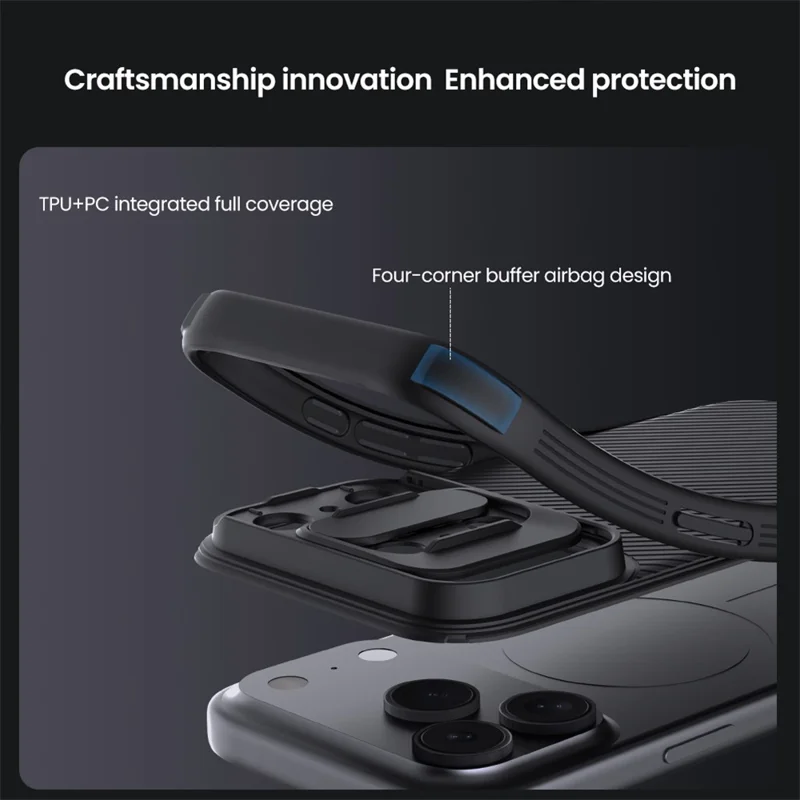 NILLKIN Camshield Pro для iPhone 17 Pro Max Чехол, совместимый с MagSafe, TPU + PC чехол с выдвижной камерой