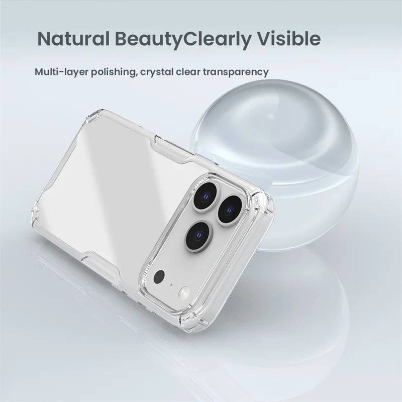 NILLKIN Nature Pro Series для iPhone 17 Pro Чехол ПК + ТПУ Противоцарапный прозрачный задний корпус - Серый