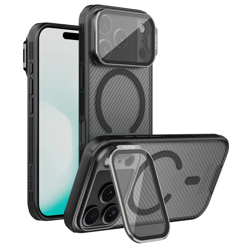 Capa NILLKIN Camshield Prop Série Magnética para iPhone 17 Pro com Tampa de Lente Transparente, Capa Traseira de PC e TPU