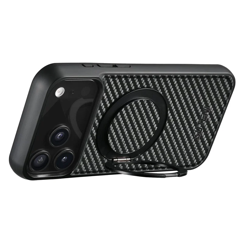 SUTENI G3 For iPhone 17 Pro Magnetic Case Rotating Kickstand Carbon Fiber Texture Leather Phone Back Cover