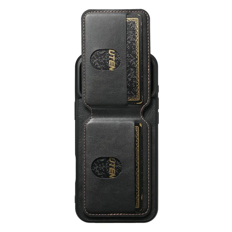 SUTENI H02 For iPhone 17 Pro Max Case Waxy Texture Leather + TPU Card Slots Kickstand Phone Cover - Black