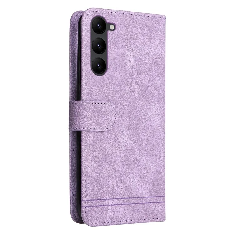 For Samsung Galaxy S23+ Leather Wallet Cases Skin Touch Phone Cover Stand with Strap - Purple