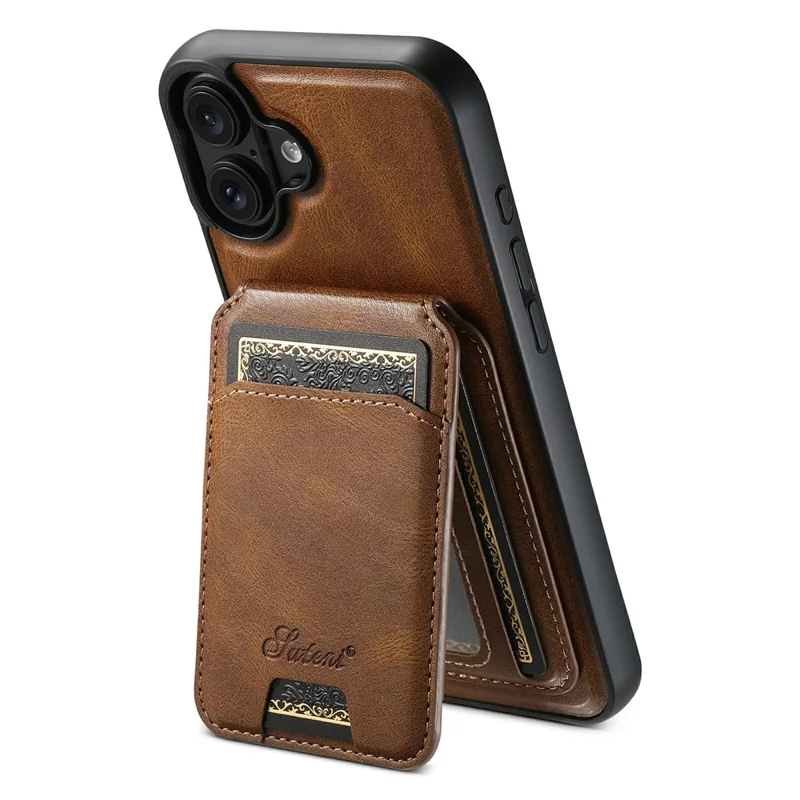 SUTENI H15 For iPhone 17 Case Compatible with MagSafe Detachable Card Holder Phone Cover - Brown