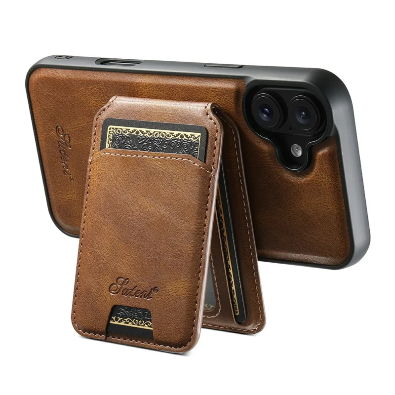SUTENI H15 For iPhone 17 Case Compatible with MagSafe Detachable Card Holder Phone Cover - Brown