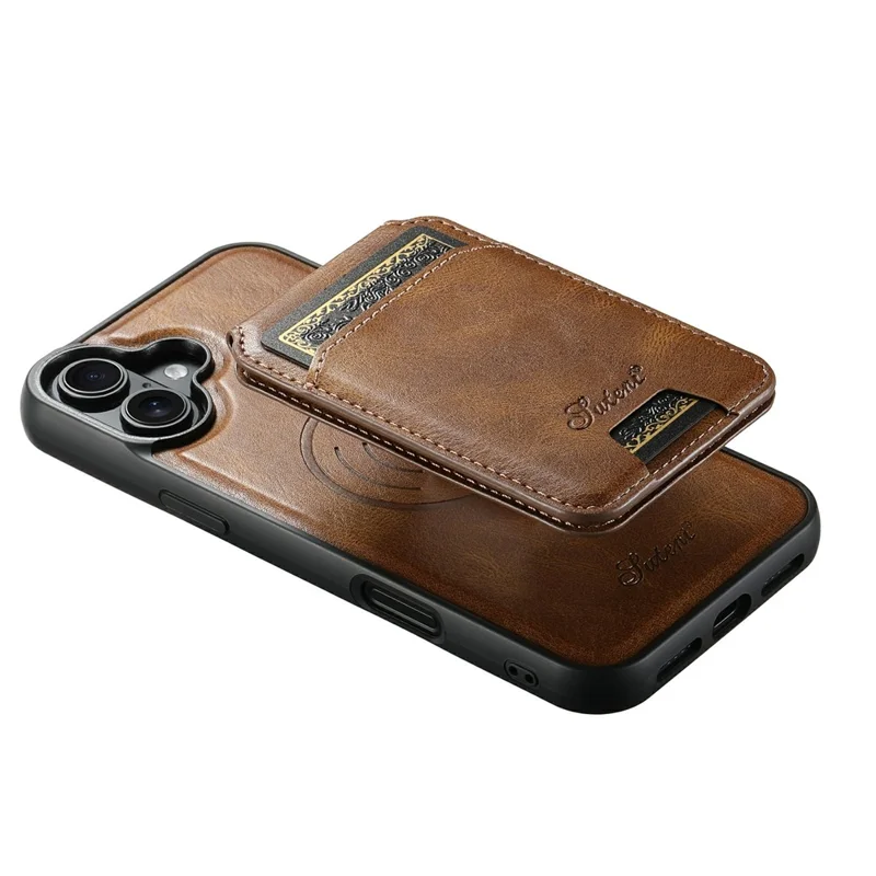 SUTENI H15 For iPhone 17 Case Compatible with MagSafe Detachable Card Holder Phone Cover - Brown