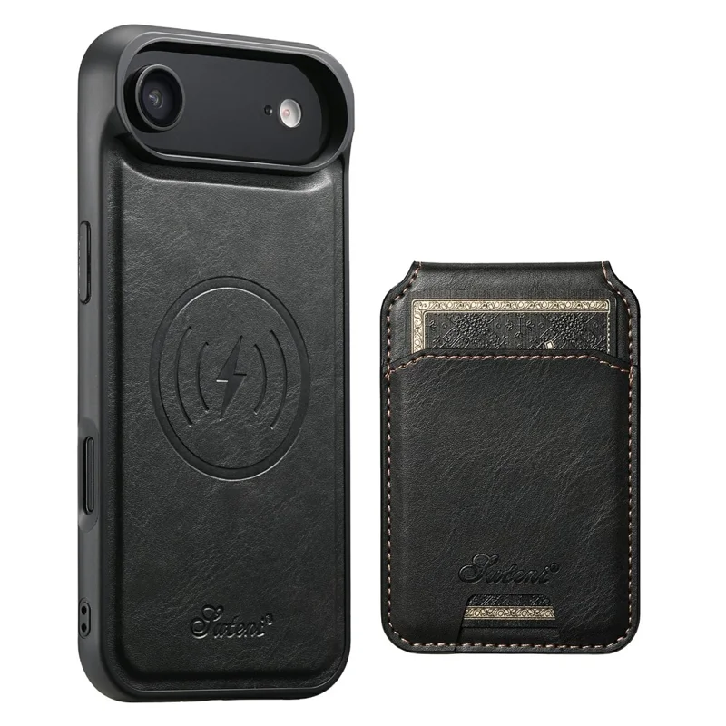 SUTENI H15 For iPhone 17 Air Case Compatible with MagSafe Detachable Card Holder Phone Cover - Black