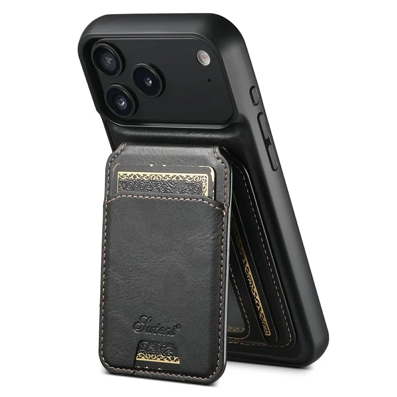 SUTENI H15 For iPhone 17 Pro Case Compatible with MagSafe Detachable Card Holder Phone Cover - Black