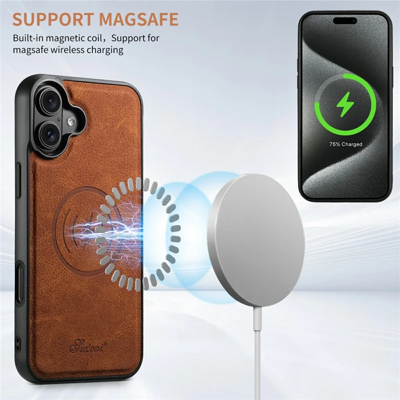 SUTENI H16 Étui pour iPhone 17 Compatible avec MagSafe avec Support et Porte-cartes Détachable - Kaki