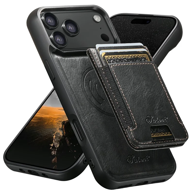 SUTENI Pour iPhone 17 Pro Max Étui Compatible avec Porte-Carte MagSafe et Support - Noir