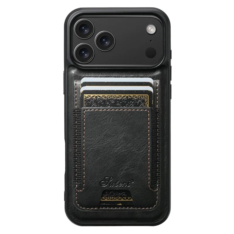SUTENI Pour étui iPhone 17 Pro Compatible avec Porte-carte MagSafe et Béquille - Noir