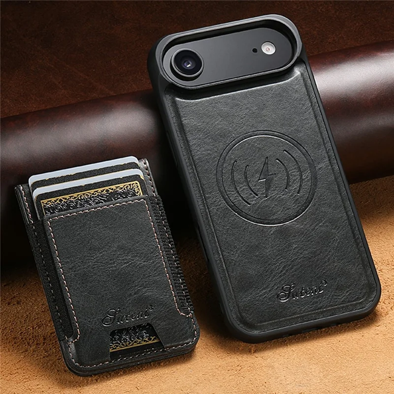 SUTENI Pour iPhone 17 Étui d'Air Compatible avec Porte-Cartes MagSafe et Béquille de Protection - Noir