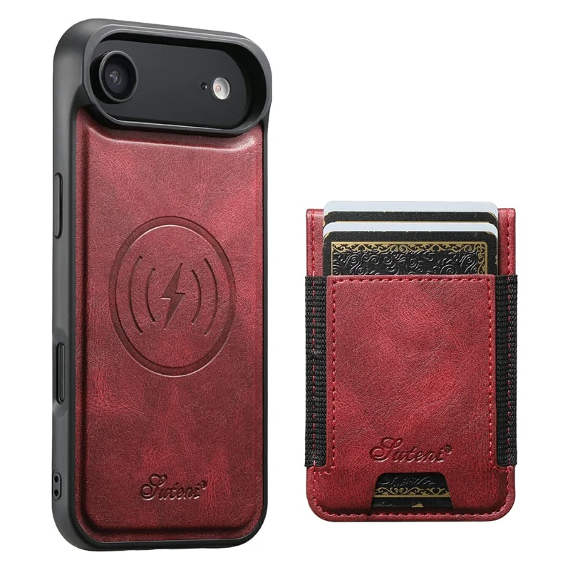 SUTENI For iPhone Air Case Compatible with MagSafe Card Holder Kickstand Phone Cover - Red