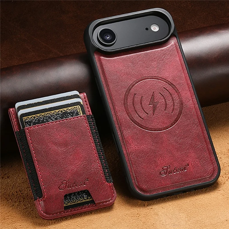 SUTENI For iPhone Air Case Compatible with MagSafe Card Holder Kickstand Phone Cover - Red