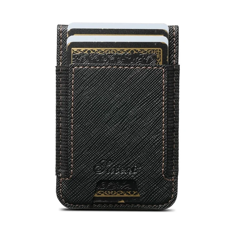 SUTENI H17 For iPhone Air Magnetic Case Cross Texture Leather Phone Back Cover with Detachable Card Bag - Black