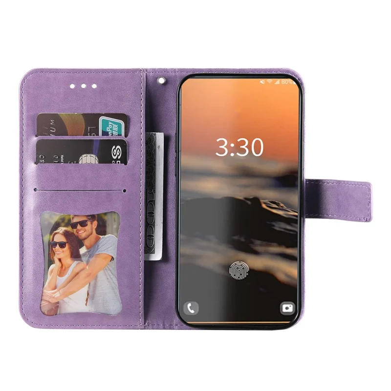 Voor Samsung Galaxy S23 Ultra Case Bloemenpatroon PU Leren Portemonnee Stand Telefoonhoes - Paars