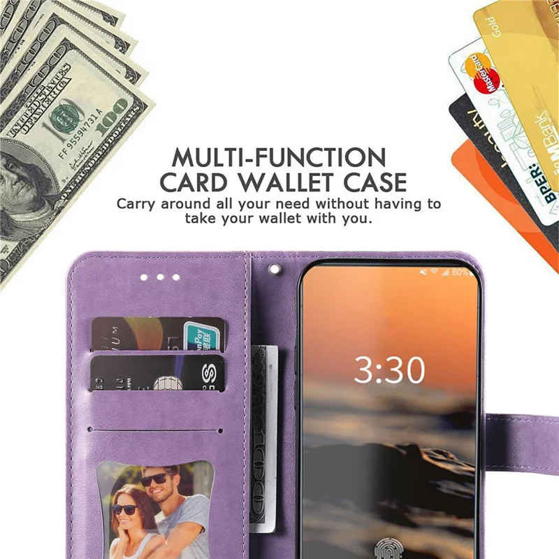 Voor Samsung Galaxy S23 Ultra Case Bloemenpatroon PU Leren Portemonnee Stand Telefoonhoes - Paars
