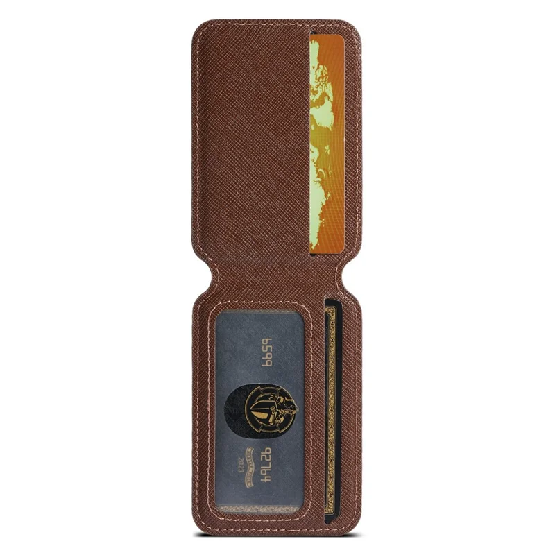 SUTENI H18 For iPhone 17 Magnetic Case Cross Texture Leather + TPU Cover with Detachable Card Bag - Brown